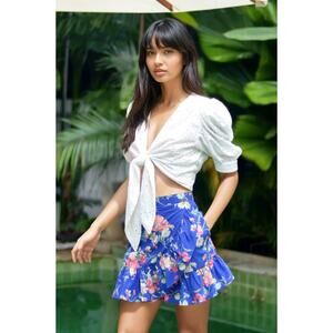 YUMI KIM NWT Gigi Mini Ruffle Skirt Skort in Blue Floral // L